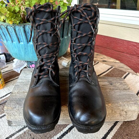 VTG RO SEARCH Jungle Combat PJ Boots Mens 8W Military Air Force Grunge Leather - Picture 1 of 10